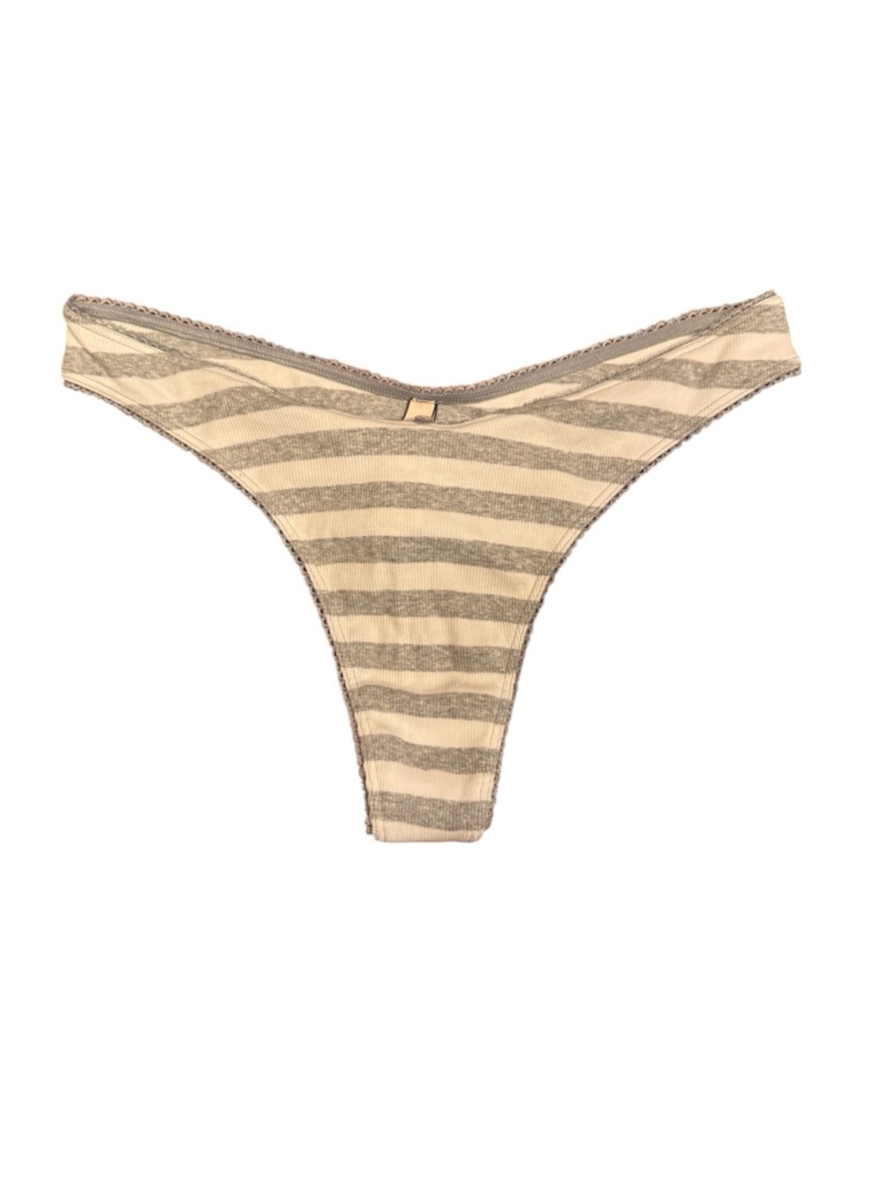 Victoria's Secret NWT Striped Thong - White and Gray